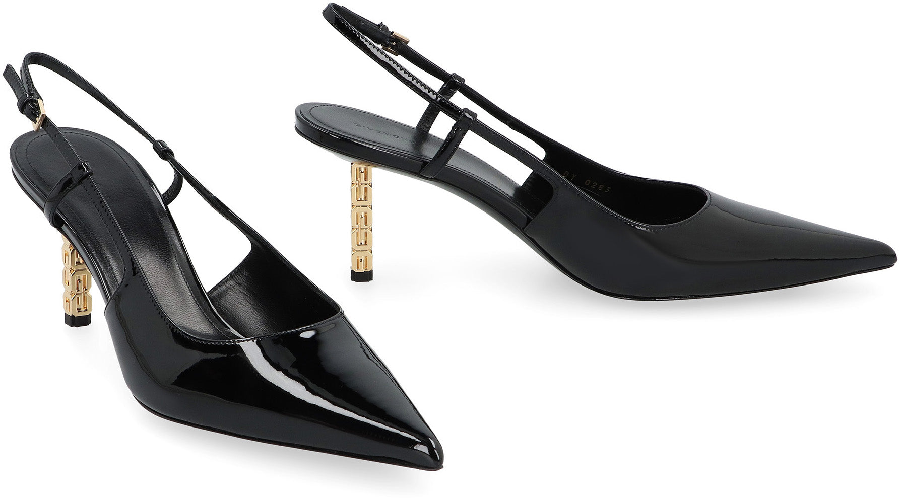 GIVENCHY Pointed Toe Patent Leather Slingback Pumps with Sculptural Heel