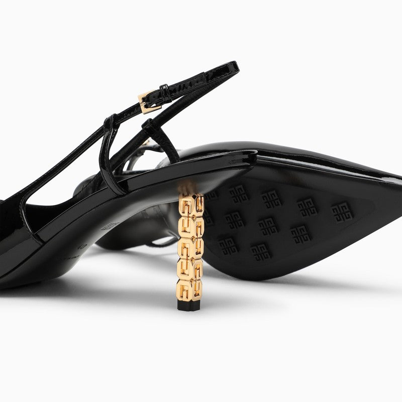 GIVENCHY Pointed Toe Patent Leather Slingback Pumps with Sculptural Heel