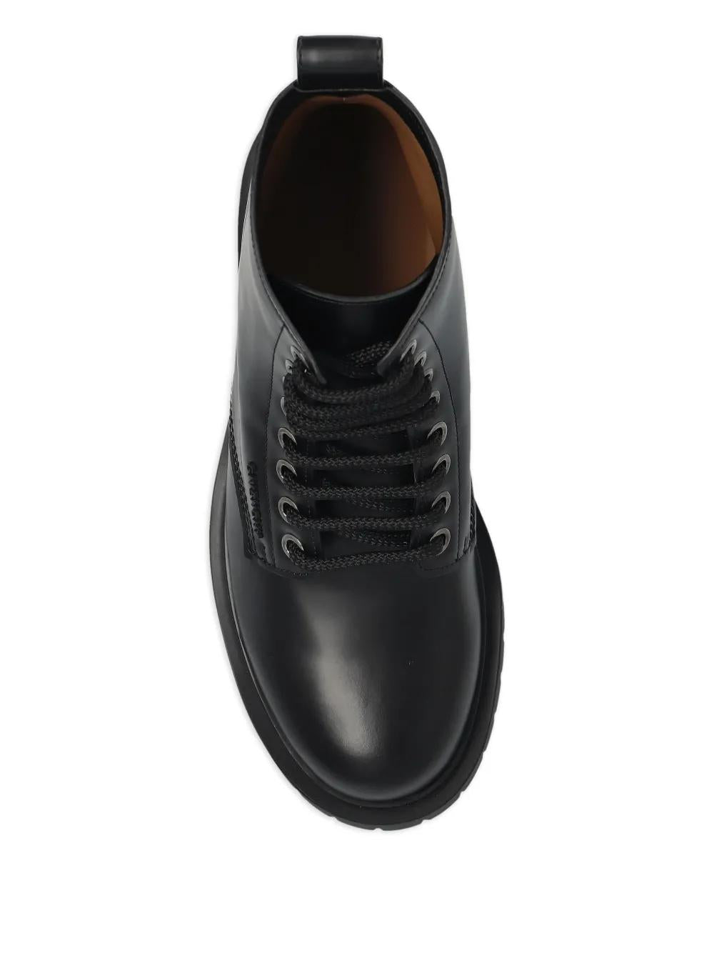 GIVENCHY Lace-Up Leather Motorcycle Boots