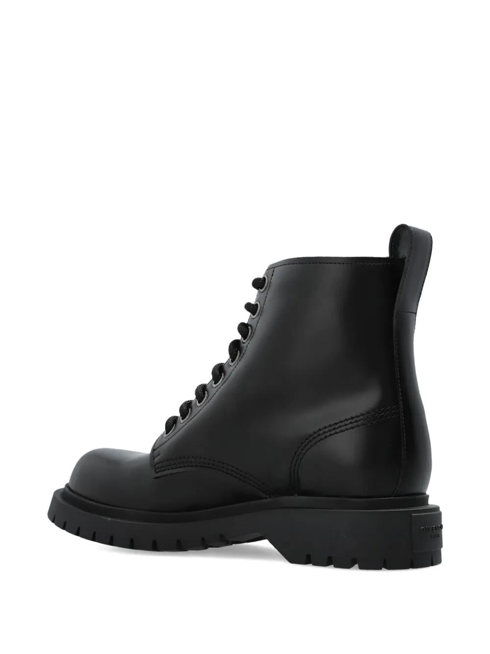 GIVENCHY Lace-Up Leather Motorcycle Boots