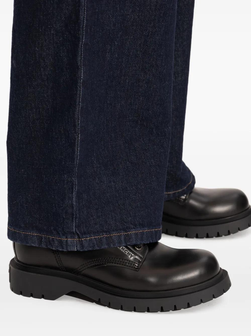 GIVENCHY Lace-Up Leather Motorcycle Boots