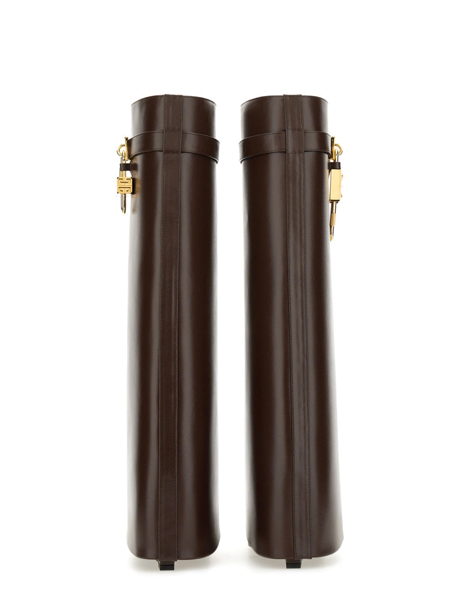 GIVENCHY Leather Shark Lock Boots 90MM
