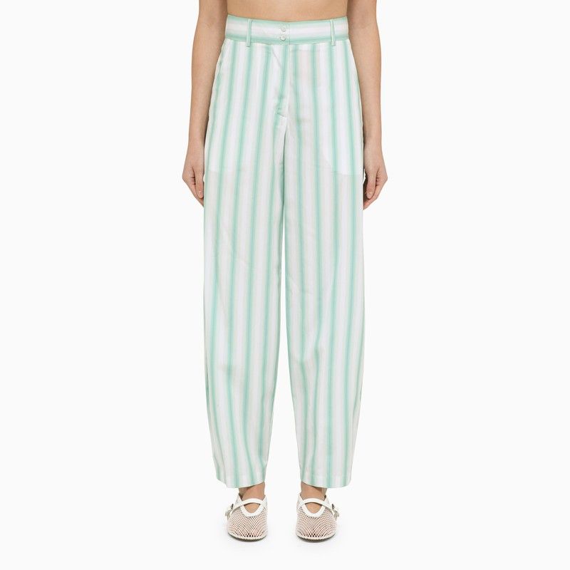 MARGAUX LONNBERG High Waist Striped Cotton Trousers