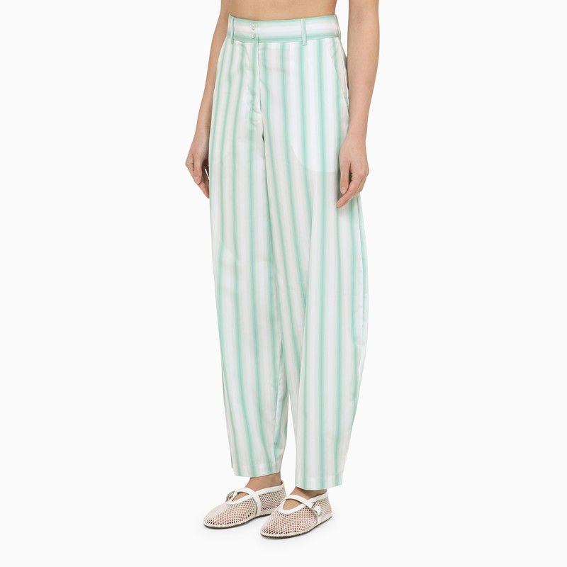 MARGAUX LONNBERG High Waist Striped Cotton Trousers