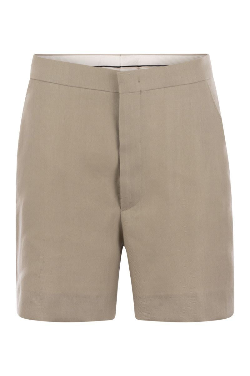 TAGLIATORE Linen Bermuda Shorts with America Pockets - Regular Fit