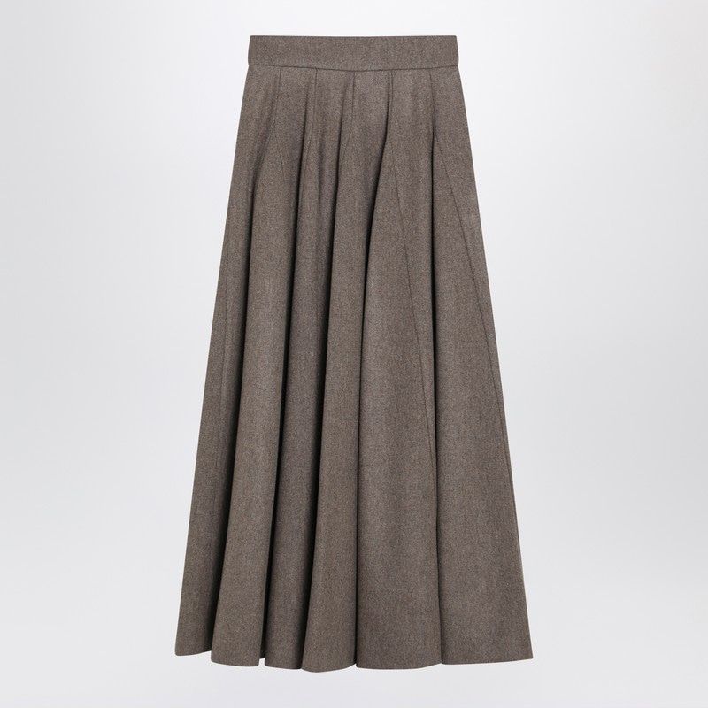 MAX MARA Wide Flared Wool Felt Skirt - High Waist Design