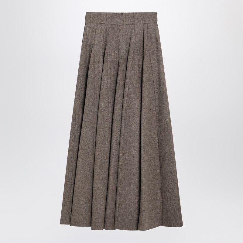 MAX MARA Wide Flared Wool Felt Skirt - High Waist Design