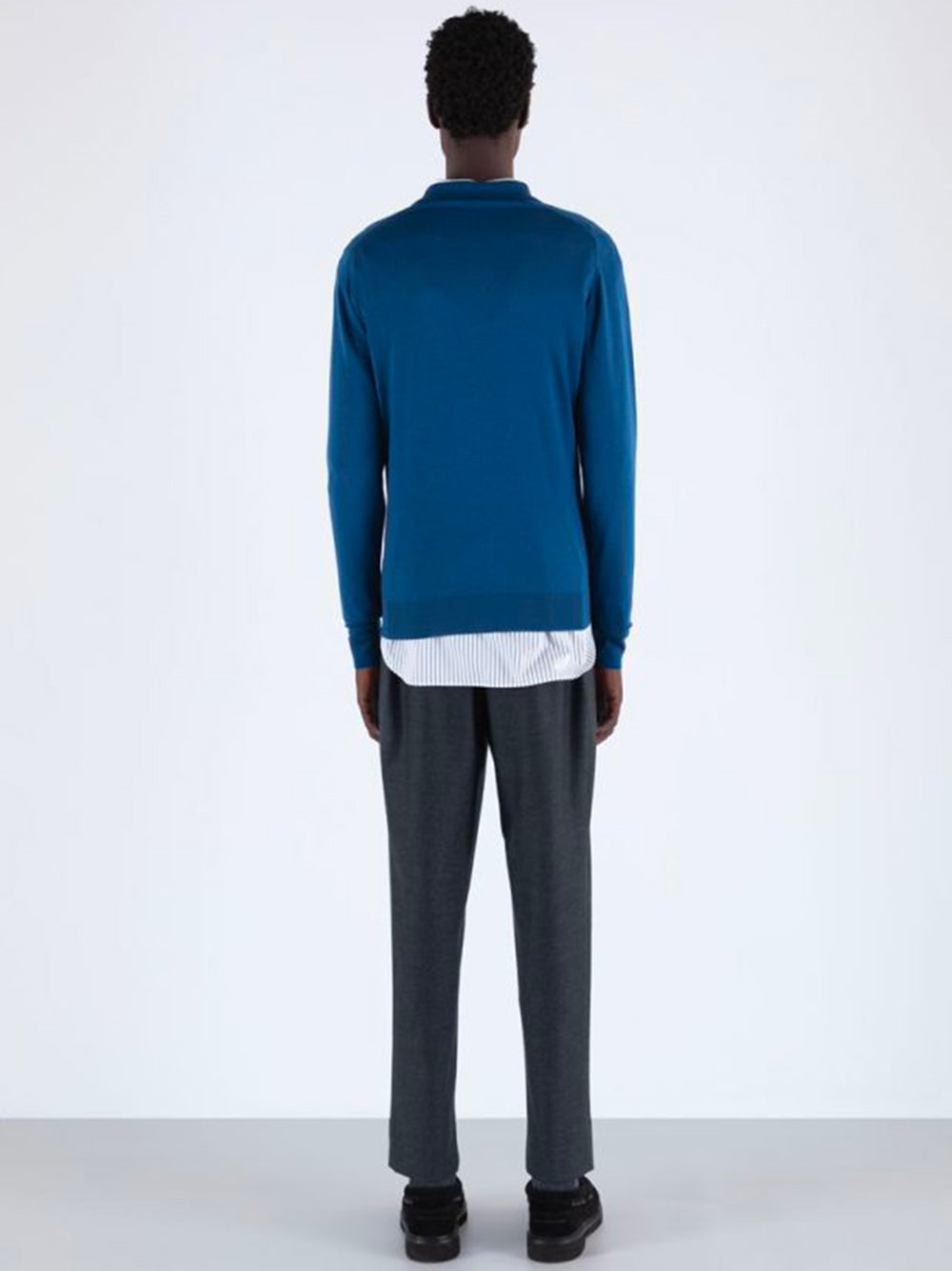 JOHN SMEDLEY Long Sleeve Polo in Luxurious Merino Wool
