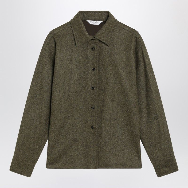 MAX MARA Felt Wool Shirt with Classic Collar and Pleats