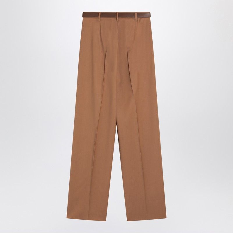 MAX MARA STUDIO Softly Tapered Wool Canvas Trousers with Long Belt