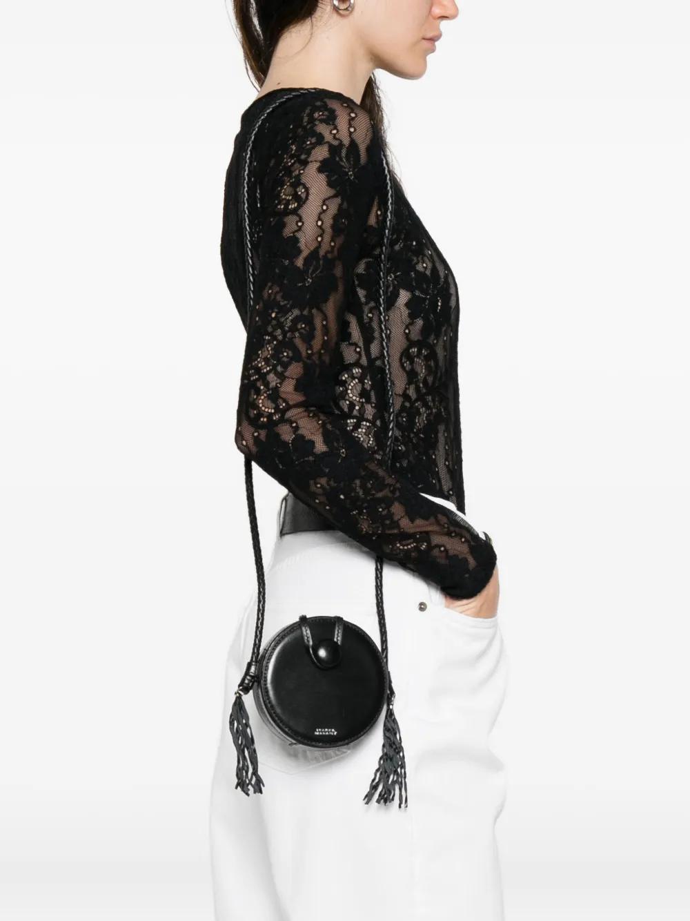 ISABEL MARANT Round Design Mini Shoulder Handbag with Braided Strap and Tassel Detail