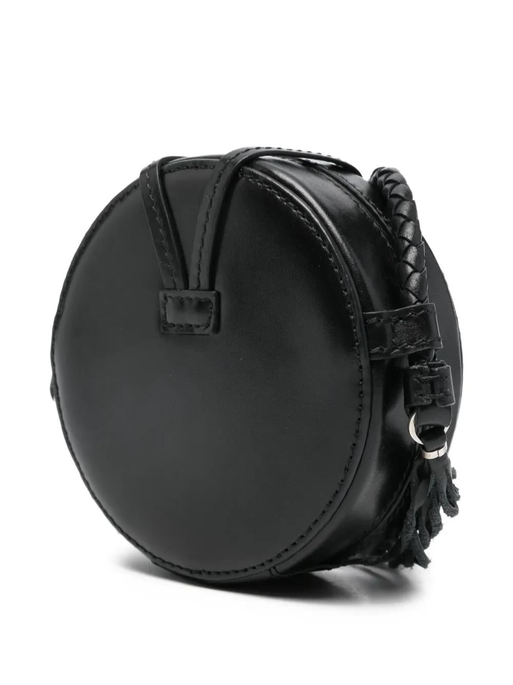 ISABEL MARANT Round Design Mini Shoulder Handbag with Braided Strap and Tassel Detail