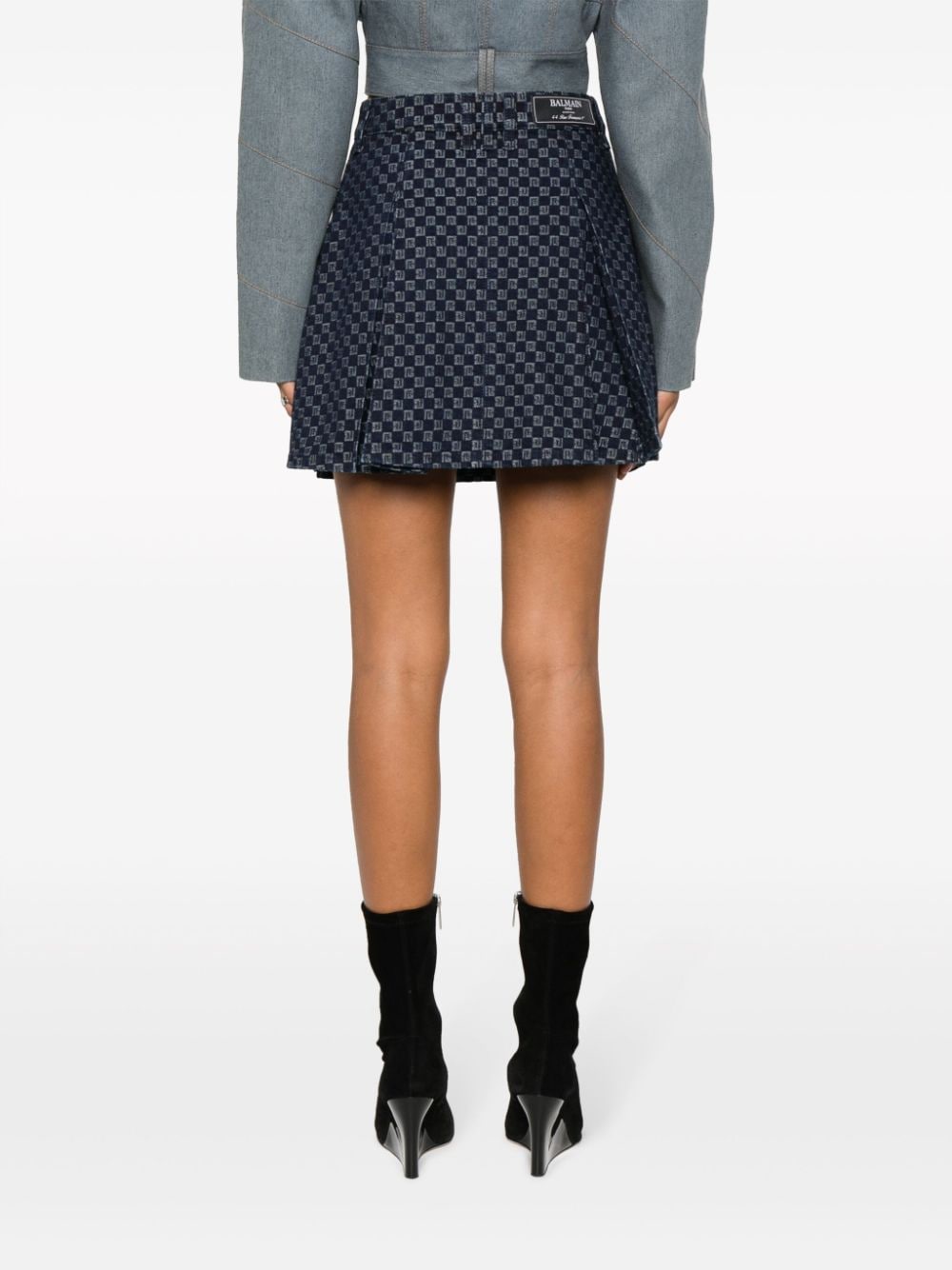 BALMAIN Women's Mini Monogram Denim Dress
