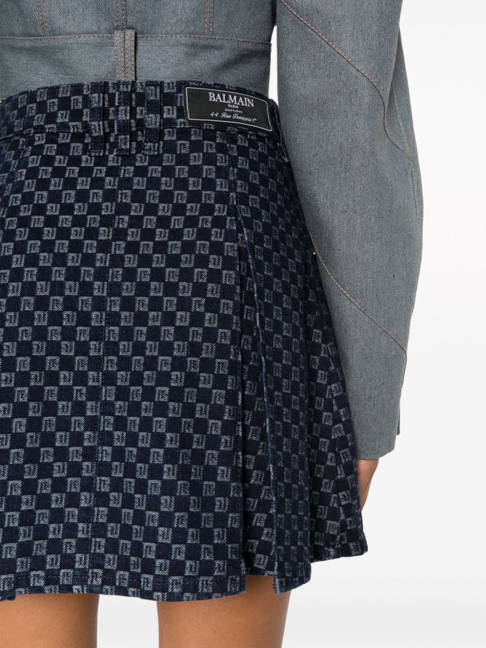 BALMAIN Women's Mini Monogram Denim Dress