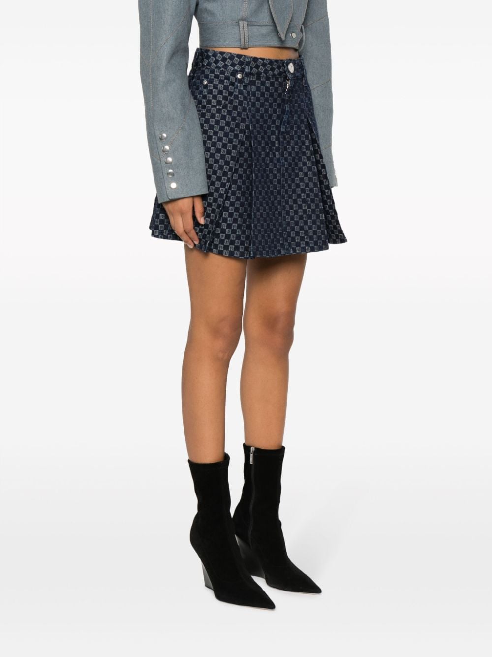 BALMAIN Women's Mini Monogram Denim Dress