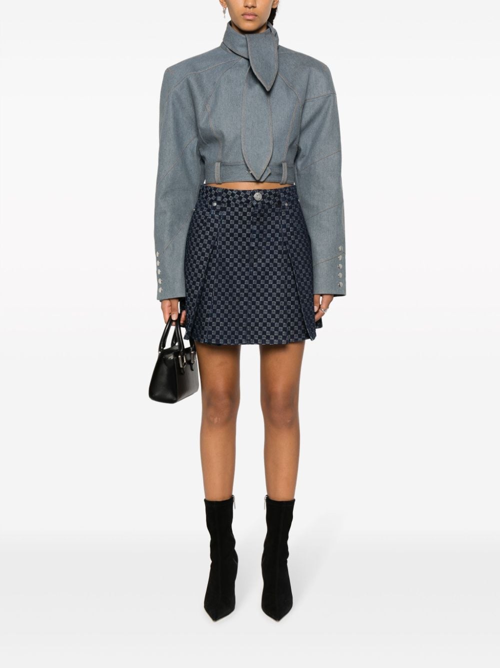 BALMAIN Women's Mini Monogram Denim Dress