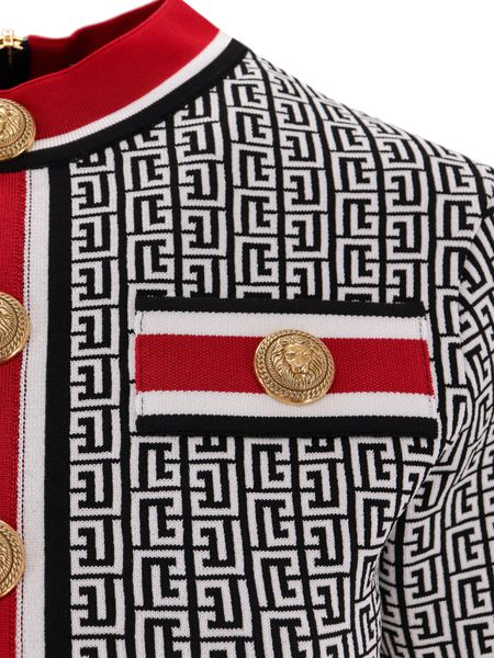 BALMAIN Monogram Knit Cropped Top