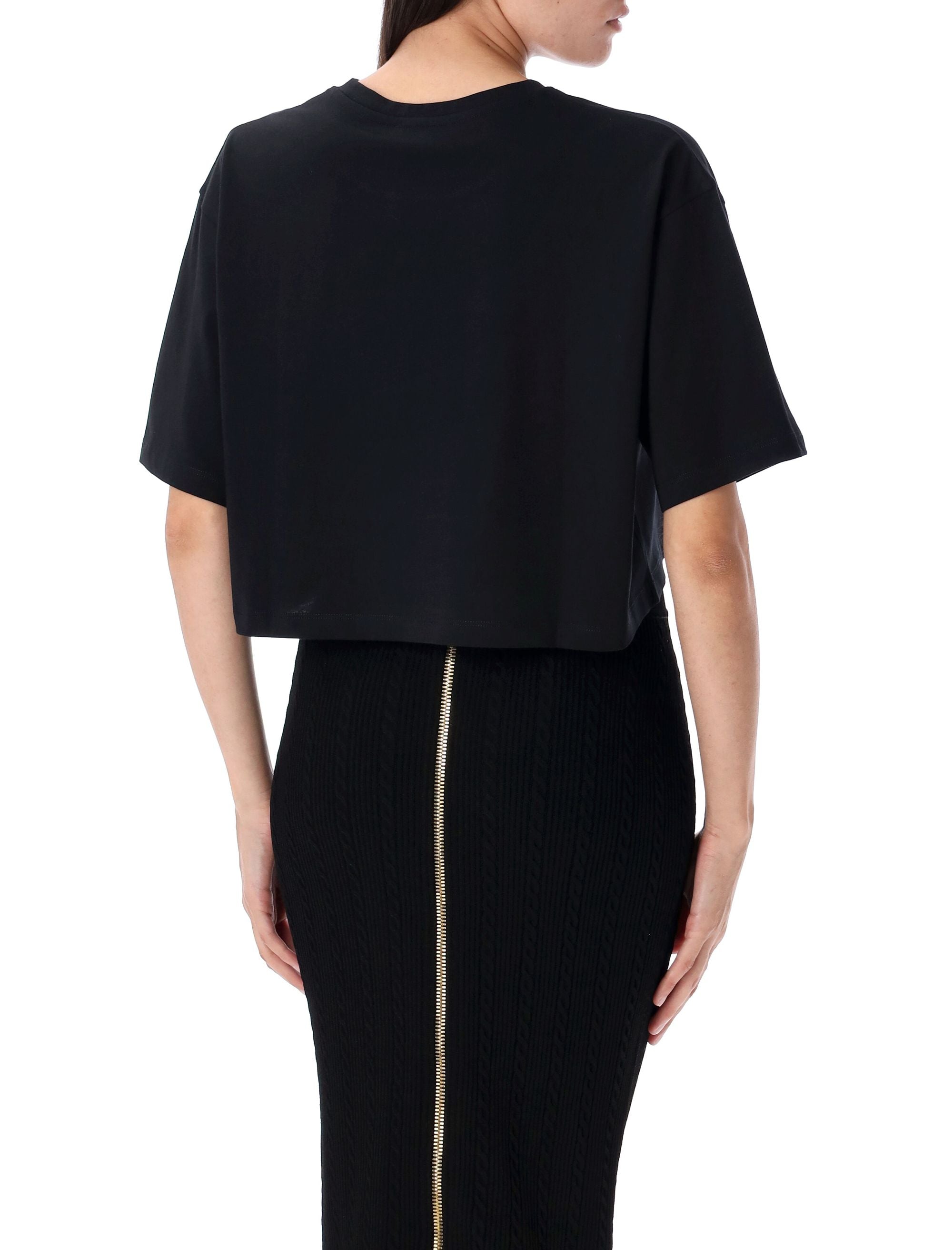 BALMAIN Cropped Logo T-Shirt - Women's Mini Style