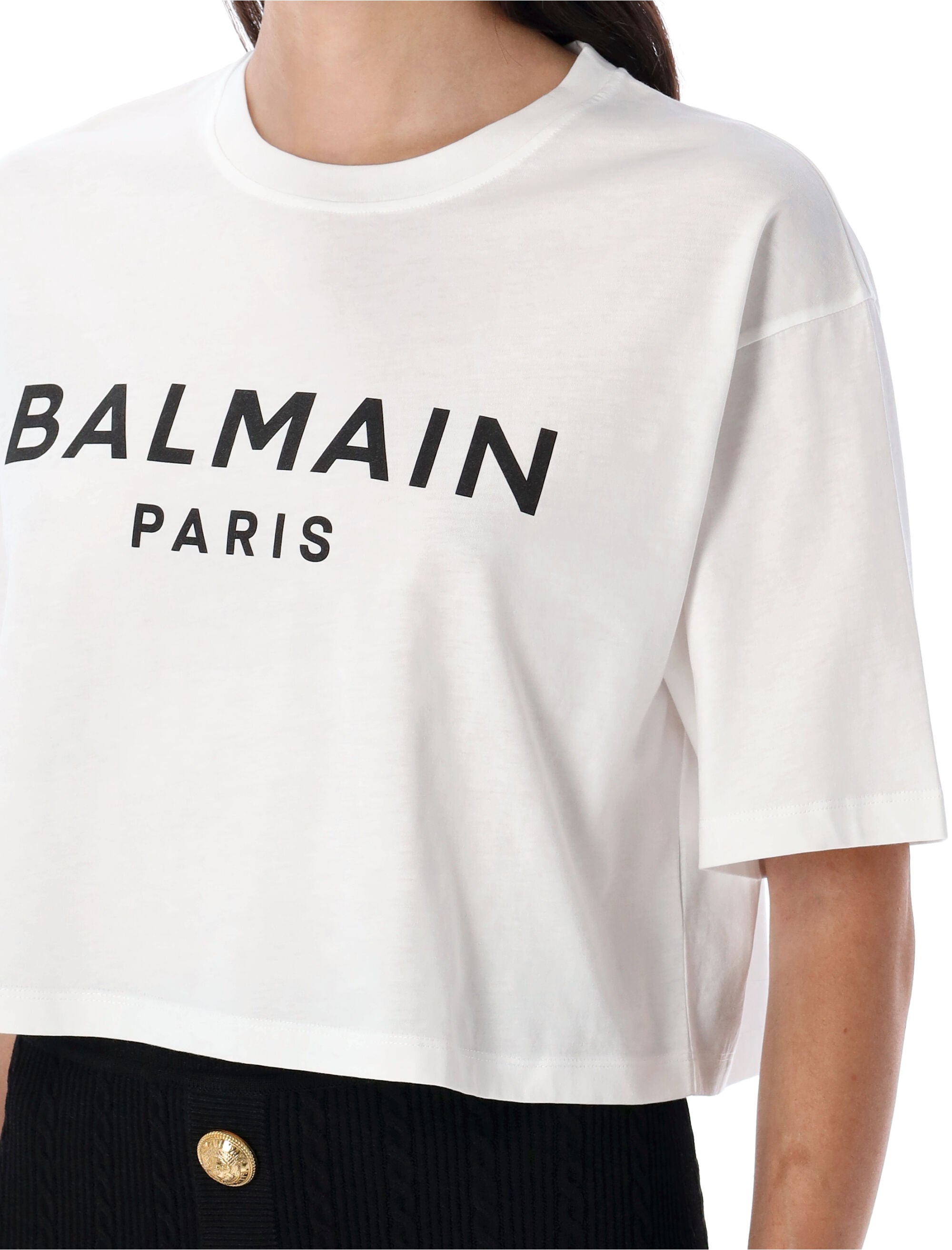 BALMAIN Cropped Logo T-Shirt - Mini Fit