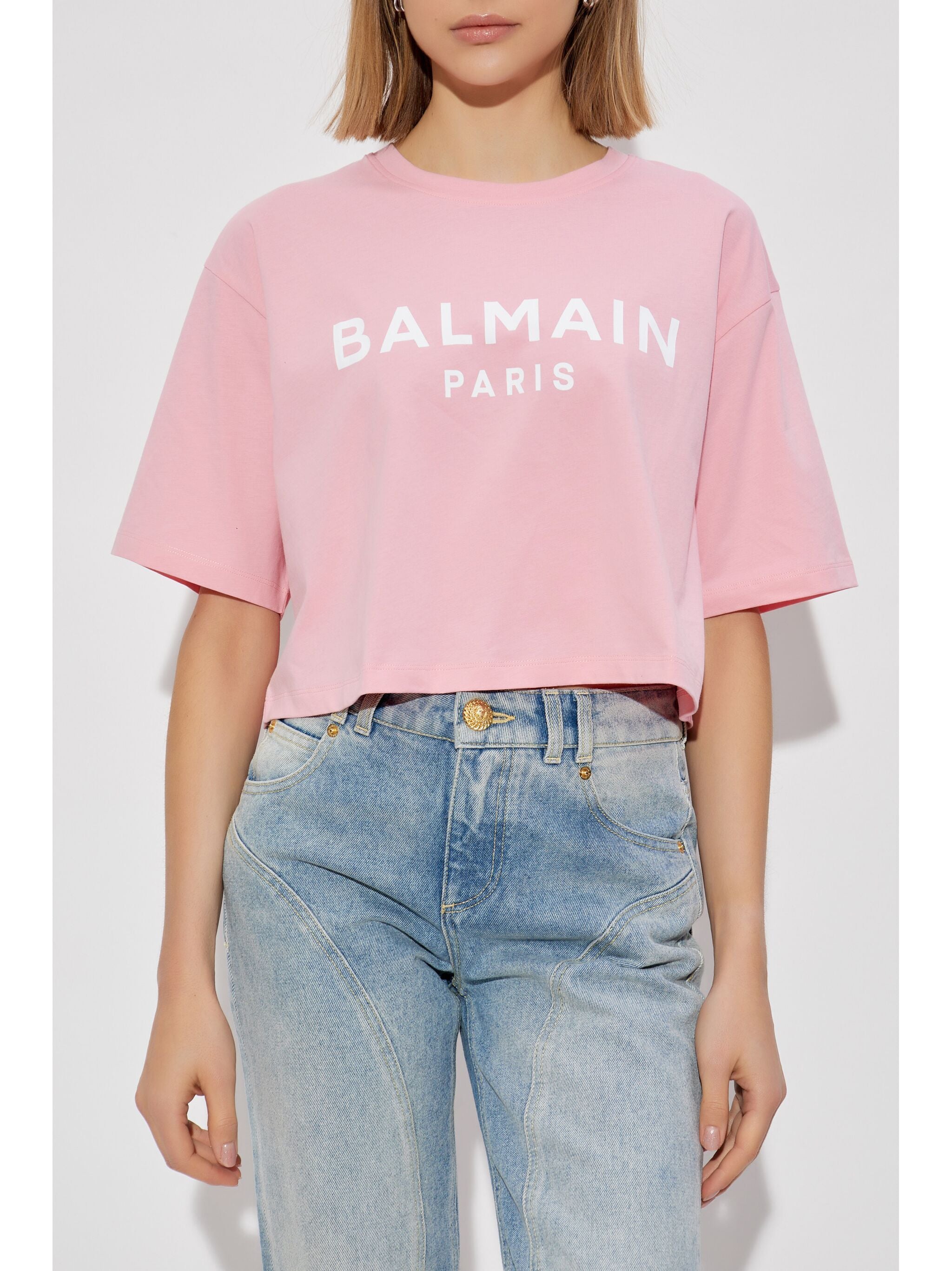 BALMAIN Cropped Mini Short Sleeve T-Shirt