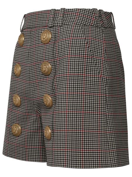 BALMAIN Prince of Wales Pleated Mini Shirt for Women - FW23 Collection