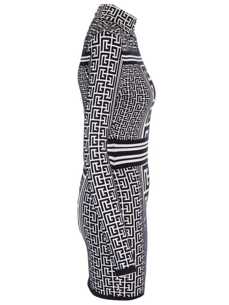 BALMAIN Monogram Knit Mini Dress