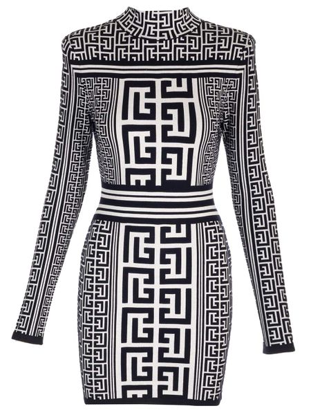 BALMAIN Monogram Knit Mini Dress