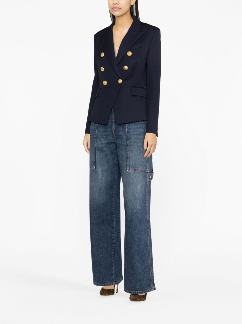 BALMAIN Double-Breasted Wool Blazer for Women