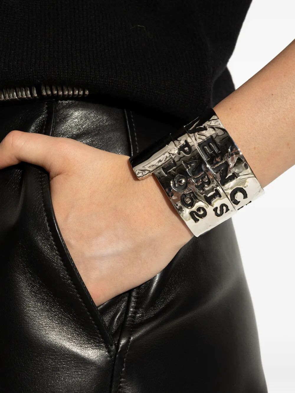 GIVENCHY Textured Metal Cuff Bracelet