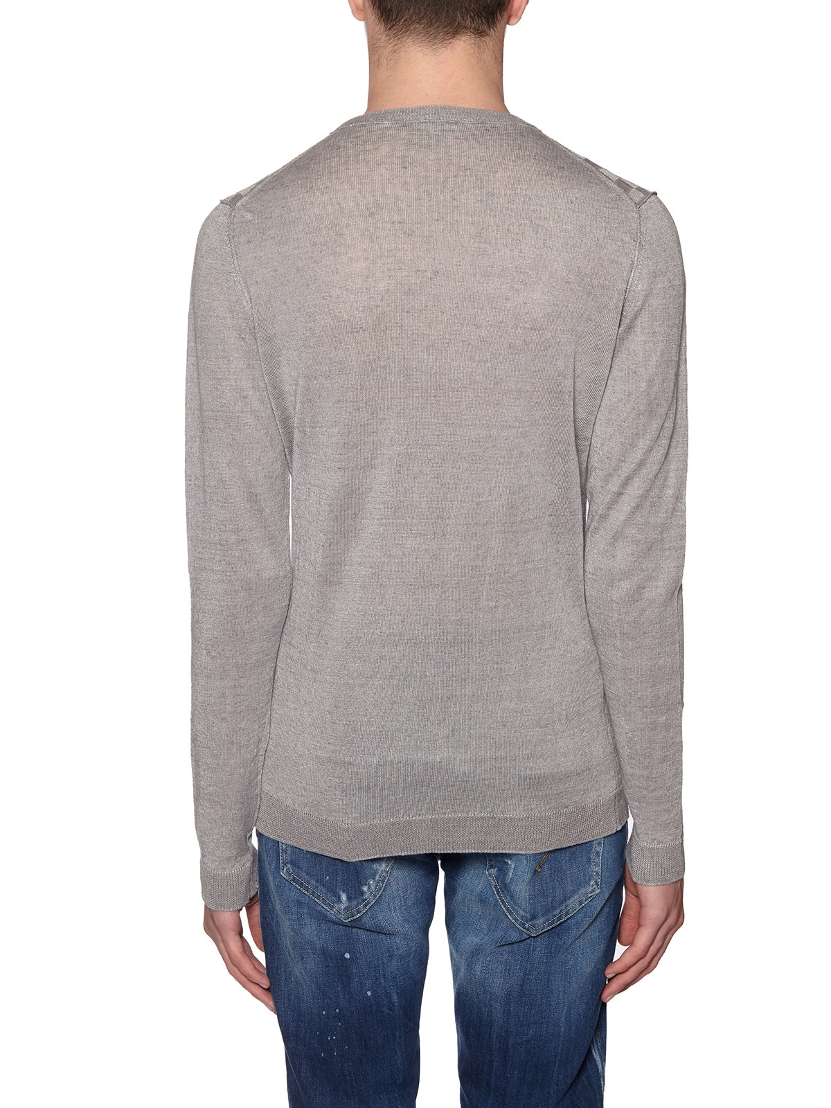 DANIELE ALESSANDRINI Linen Crew Neck Sweater in Size 48