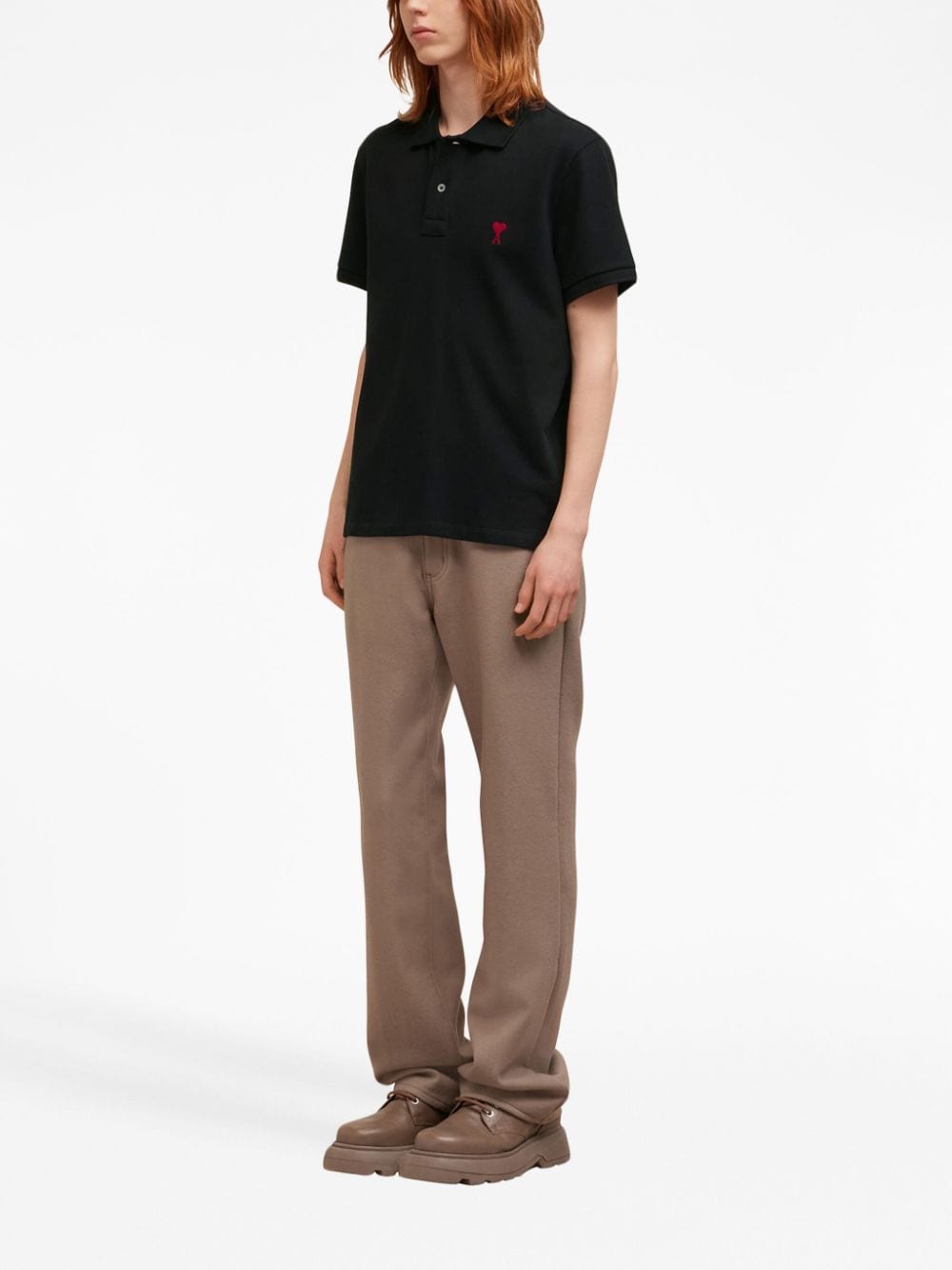 AMI PARIS Men's AMI of Coeur Mini Cotton Polo Shirt