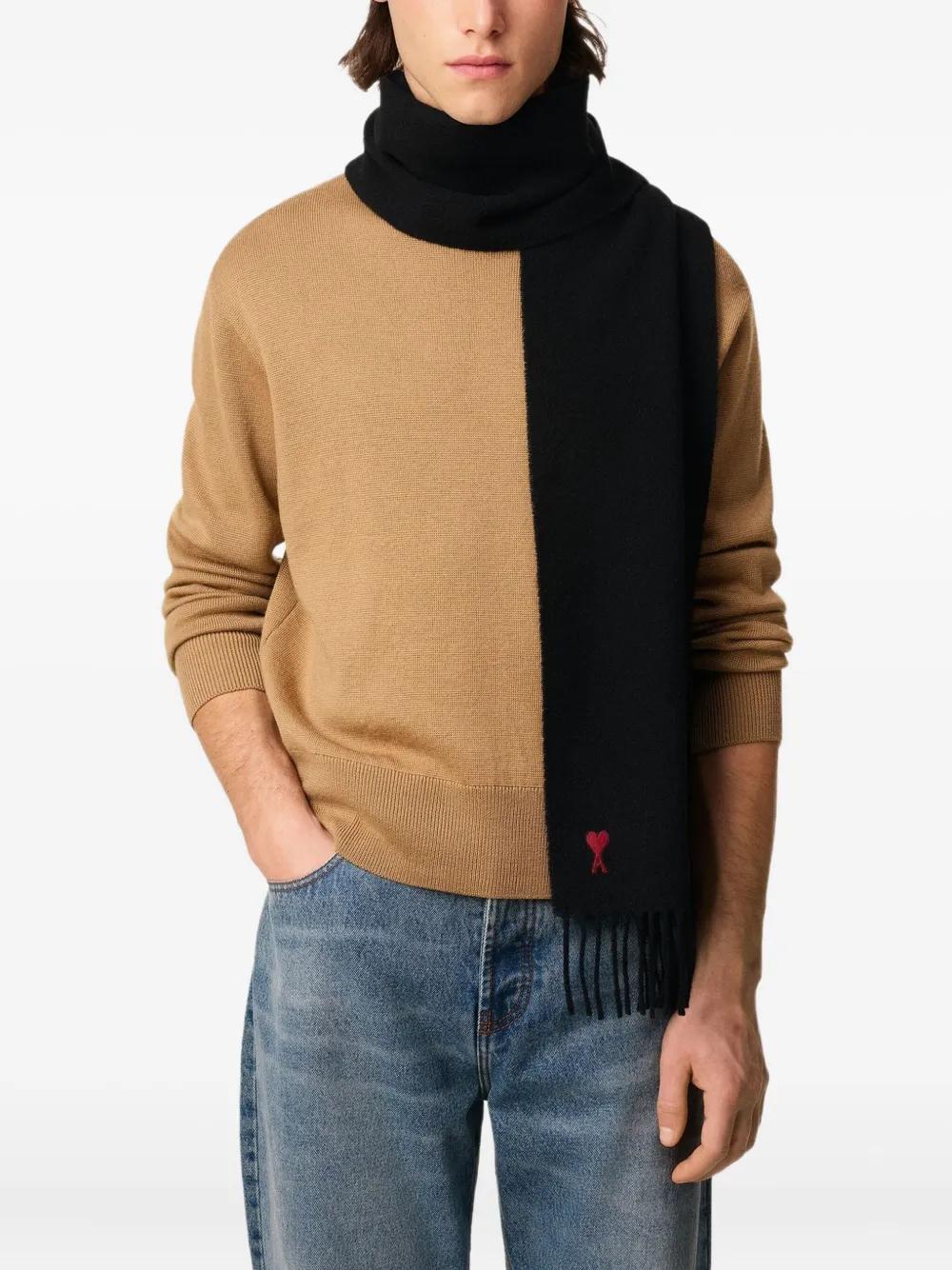 AMI PARIS Fringed Edge Wool Scarf