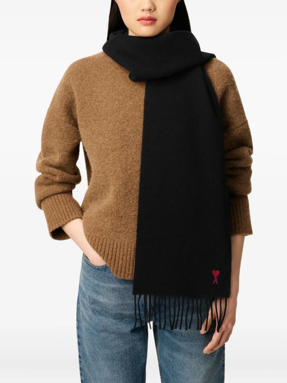 AMI PARIS Fringed Edge Wool Scarf