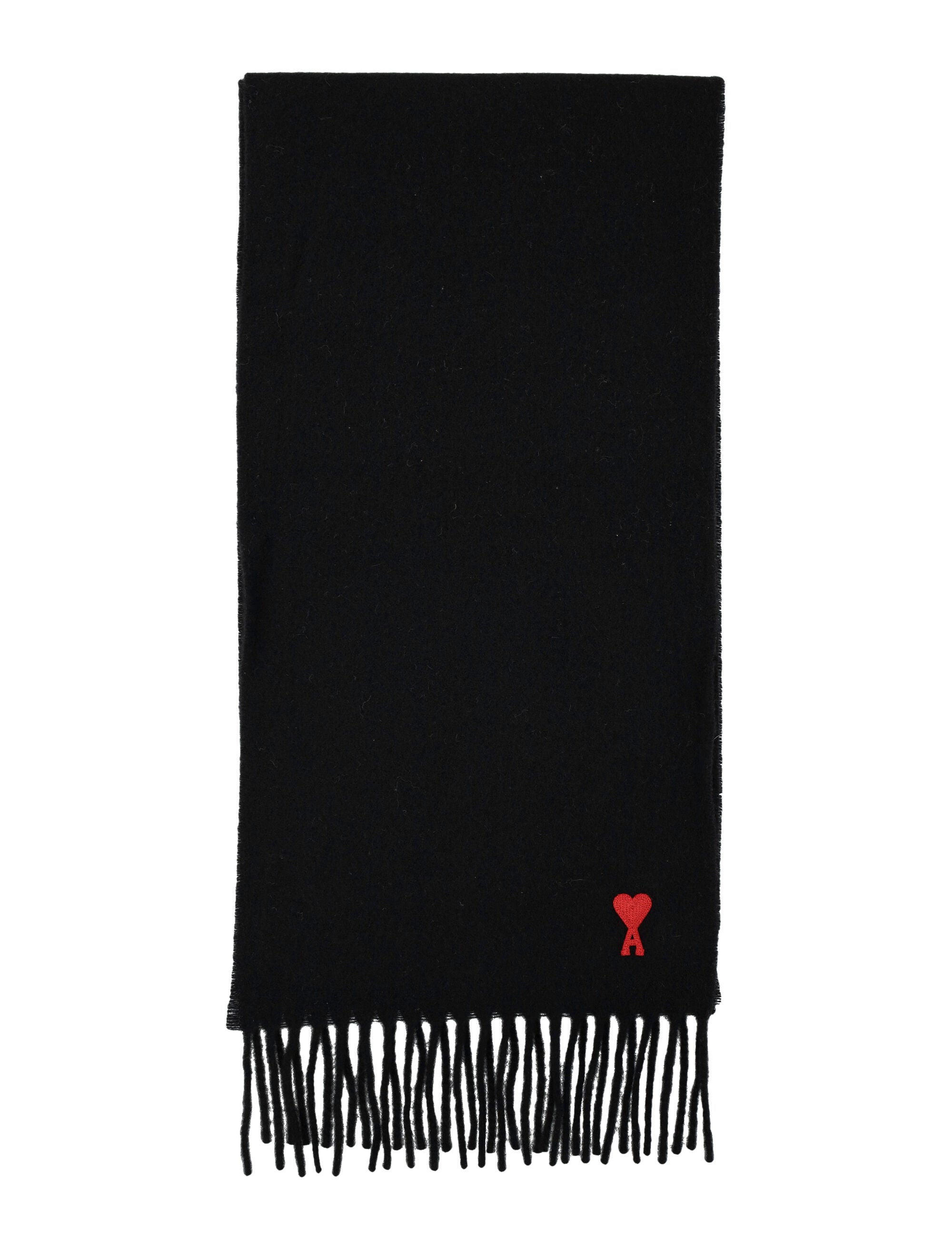AMI PARIS Wraparound Wool Scarf with Monogram Motif