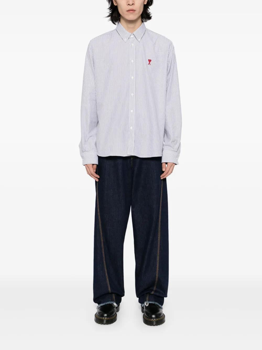 AMI PARIS Striped Button-Front Shirt for Men