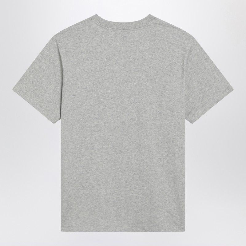 AMI PARIS Men's Organic Cotton Crew-Neck T-Shirt with Embroidered Heart