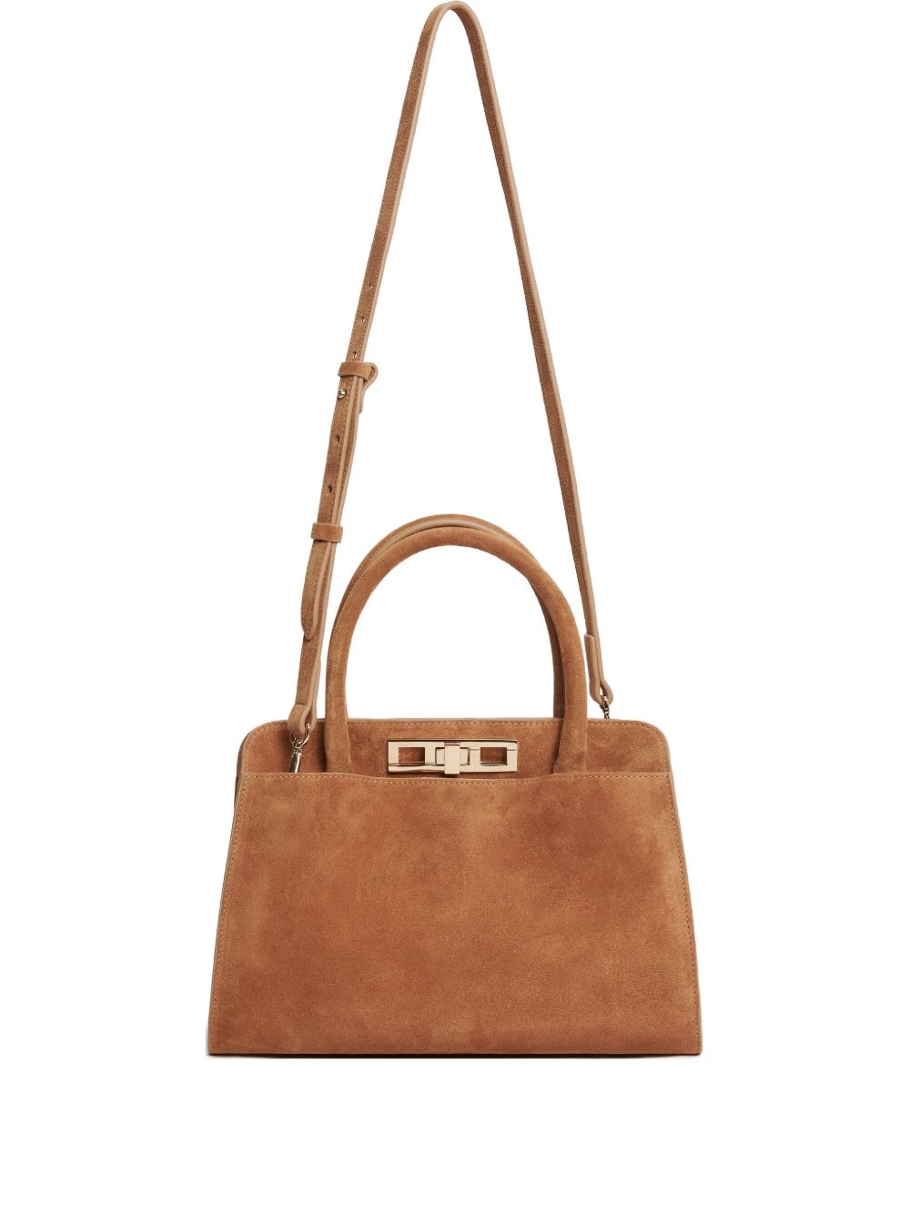 FABIANA FILIPPI Suede Leather Handbag with Twist-Lock and Adjustable Strap