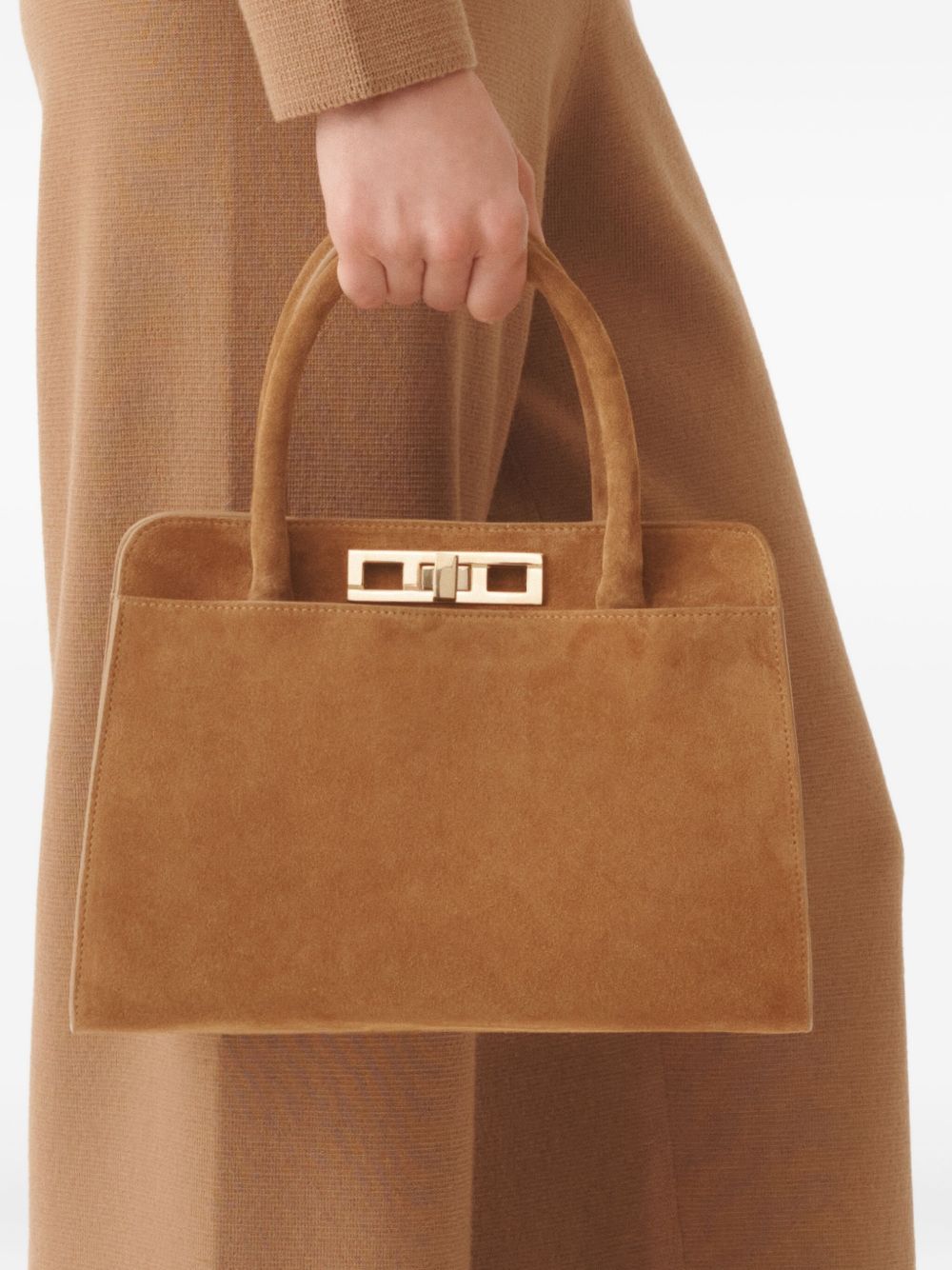 FABIANA FILIPPI Suede Leather Handbag with Twist-Lock and Adjustable Strap