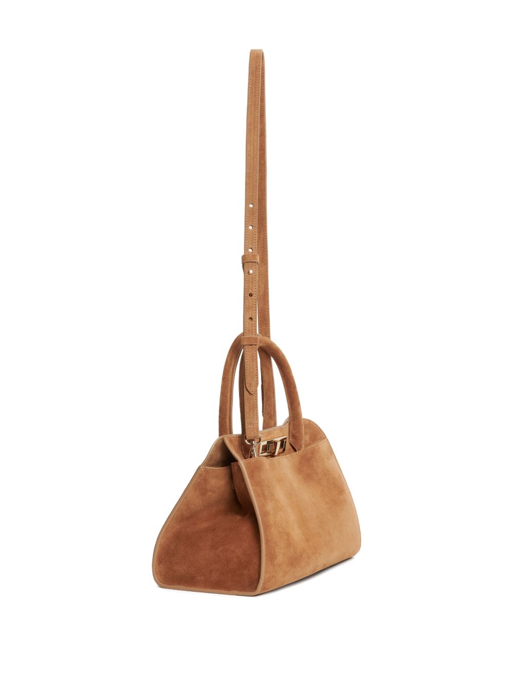 FABIANA FILIPPI Suede Leather Handbag with Twist-Lock and Adjustable Strap