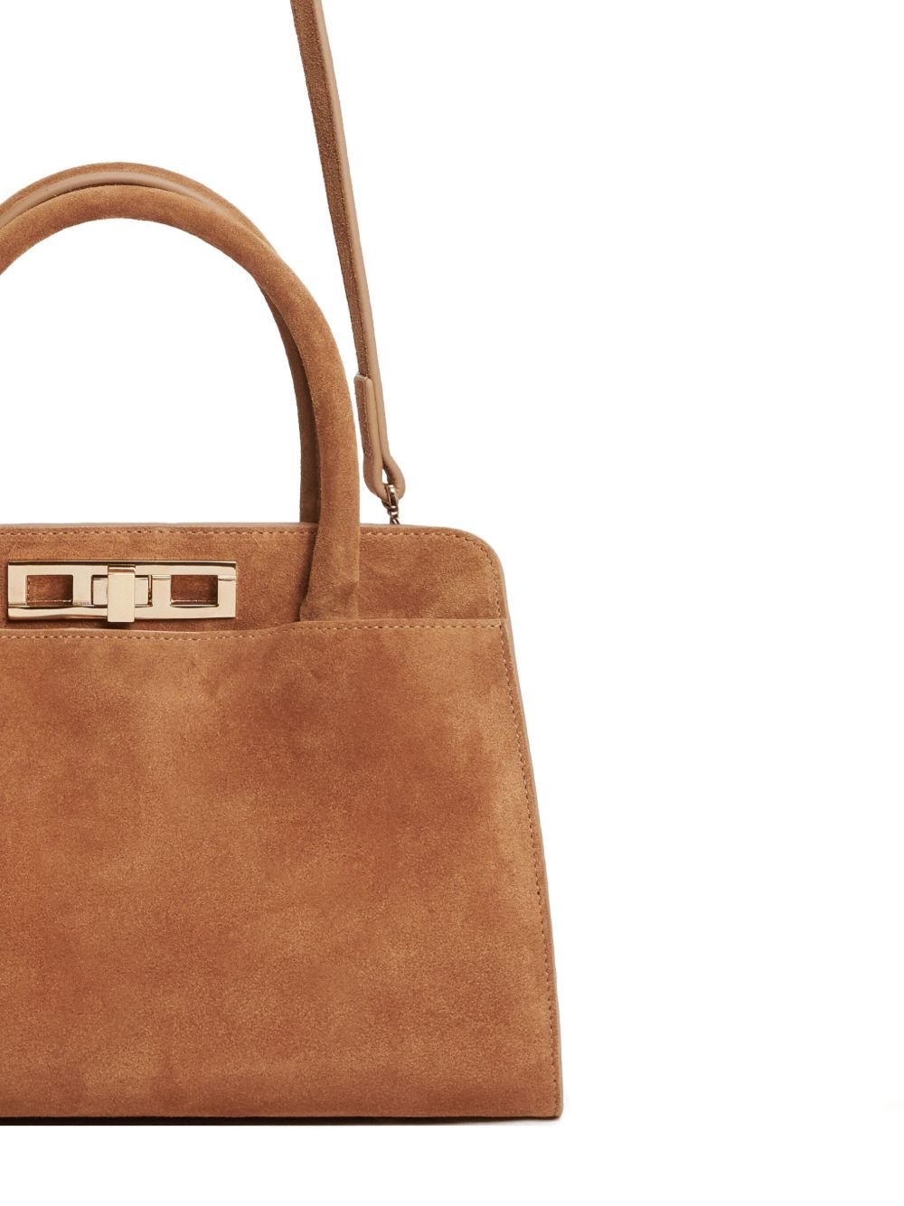 FABIANA FILIPPI Suede Leather Handbag with Twist-Lock and Adjustable Strap