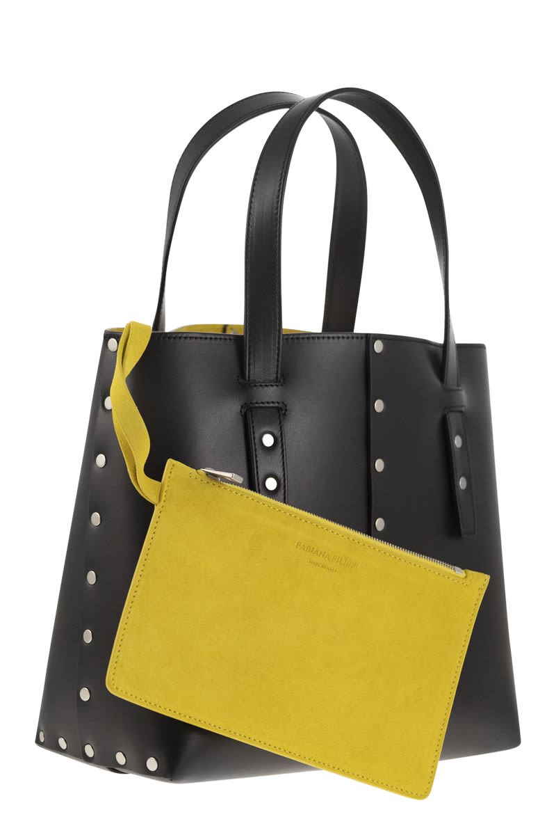 FABIANA FILIPPI Versatile Mini Studded Leather Tote Handbag