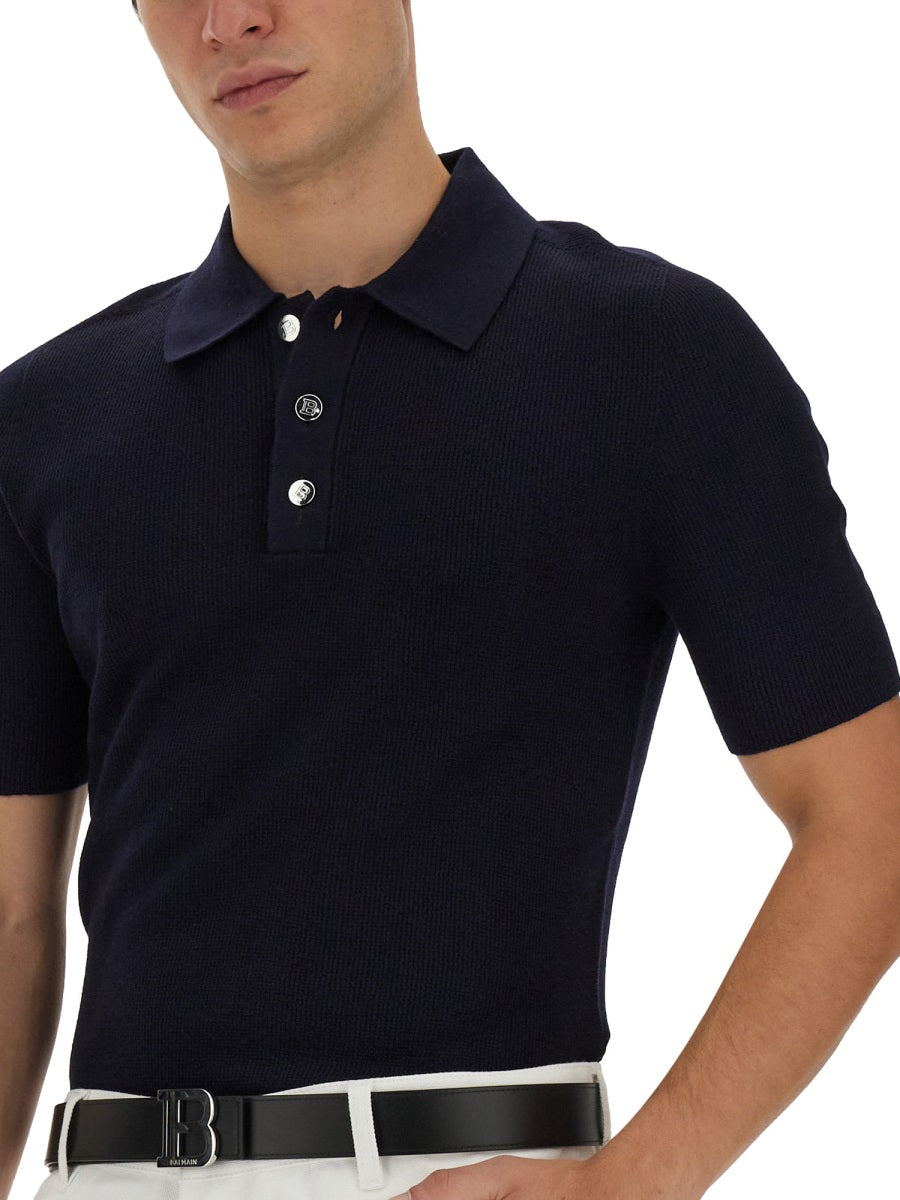 BALMAIN Classic Polo with Logo Patch - Regular Fit Size L