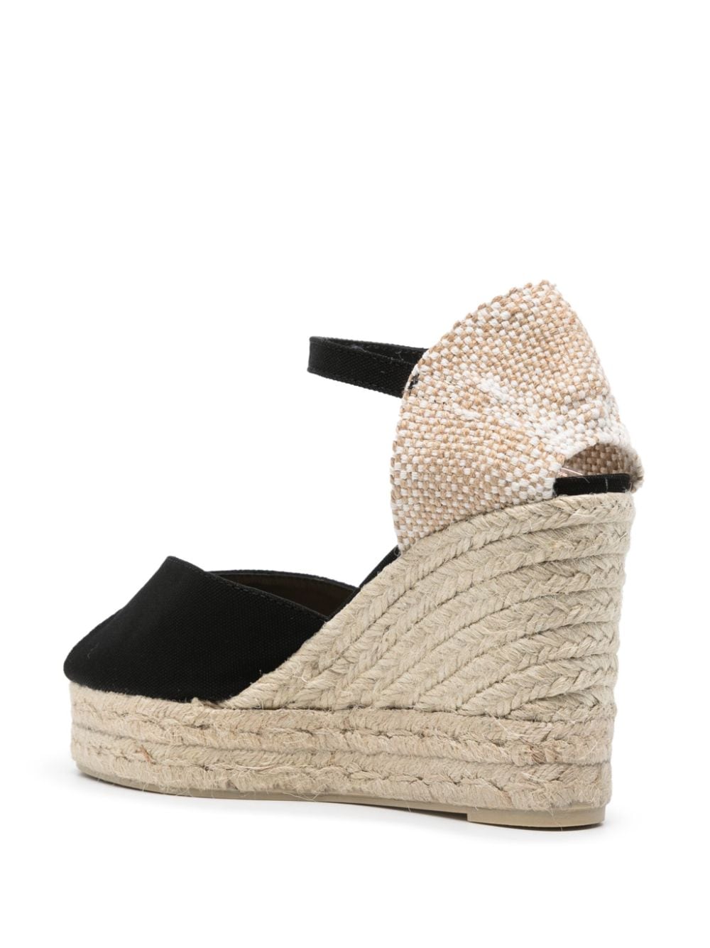 CASTAÑER Woven Raffia High Wedge Sandals with Buckle Strap
