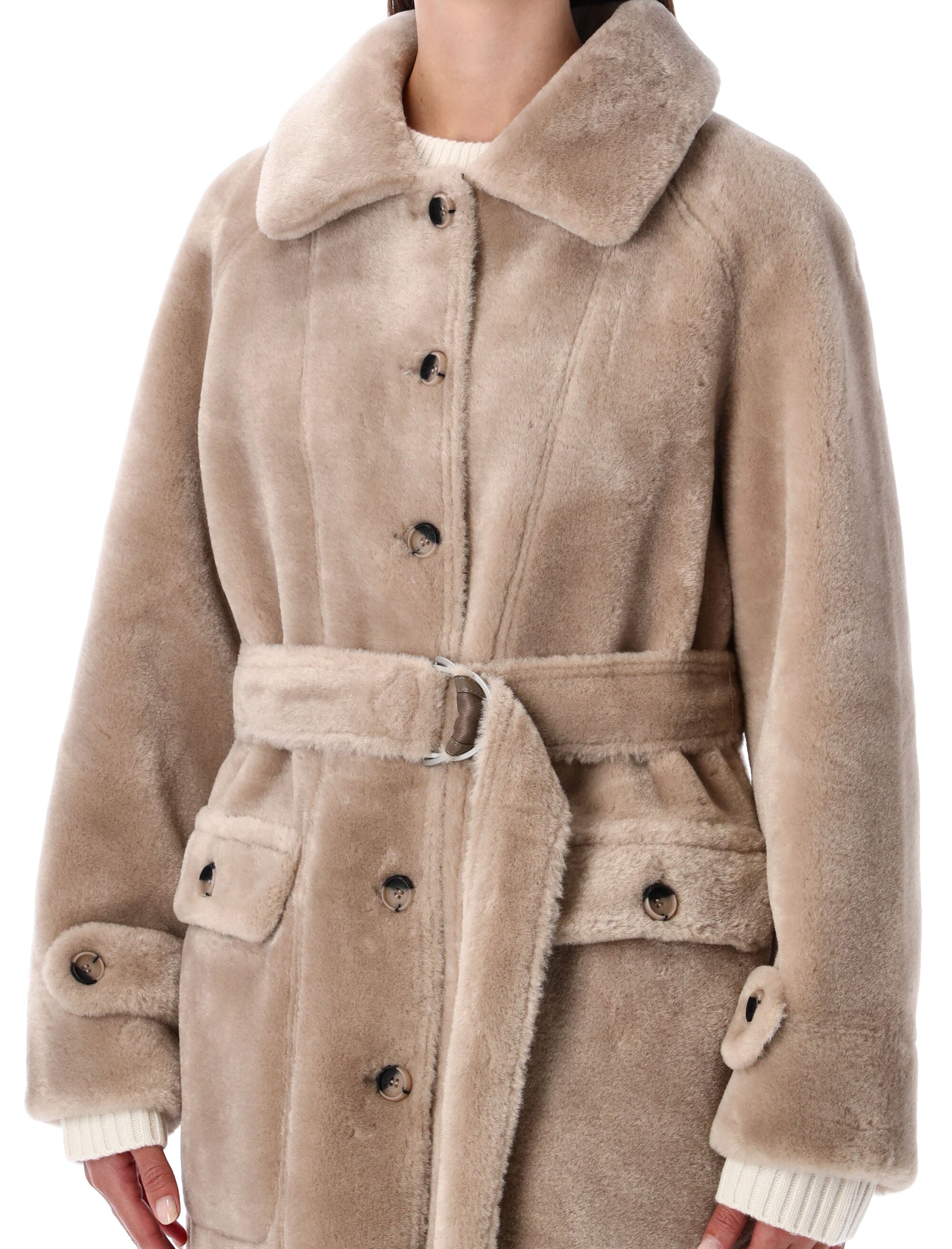 URBANCODE Reversible Faux Fur Belted Jacket with Suede Interior - Long Length