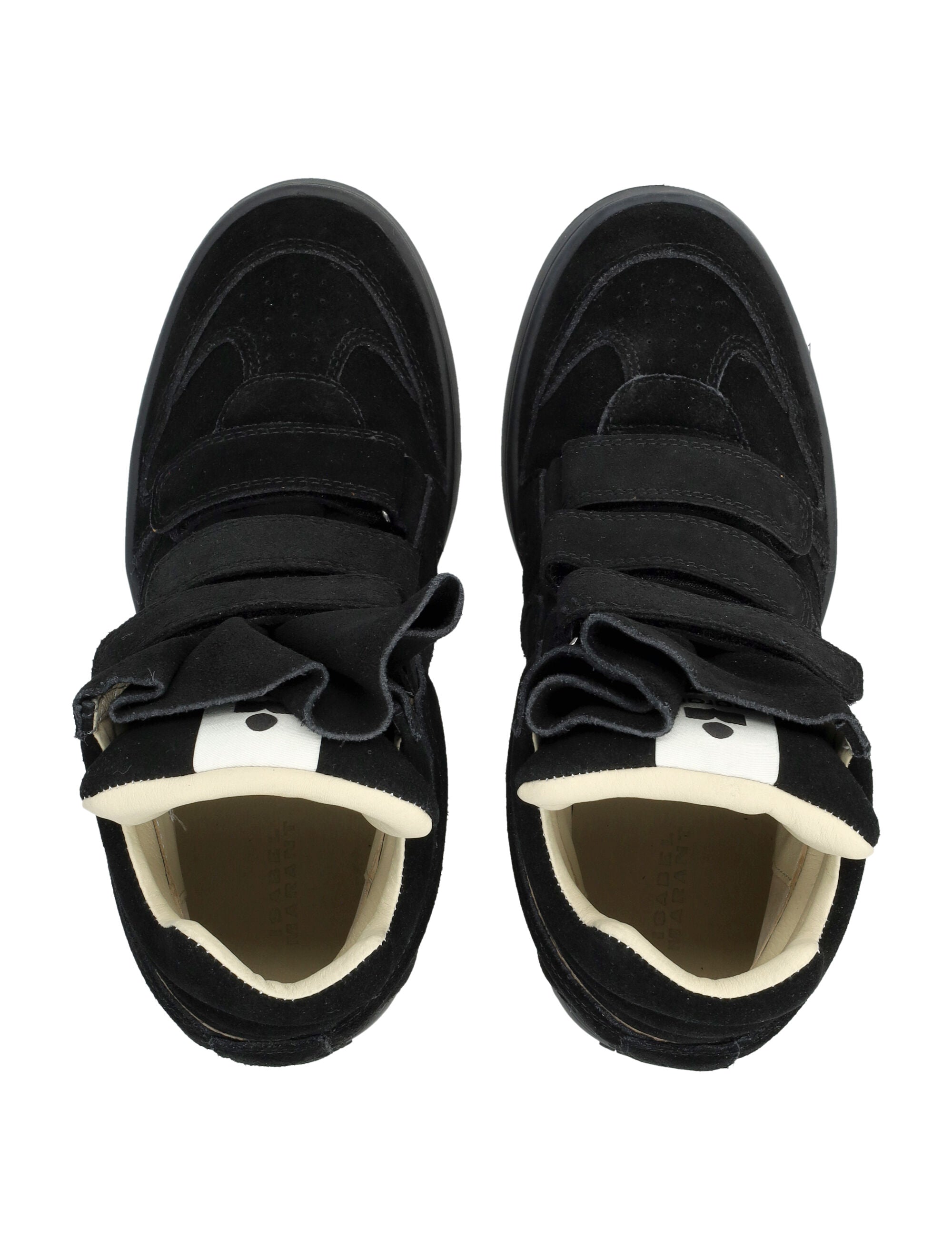 ISABEL MARANT High-Top Suede Wedge Sneakers with Velcro Straps