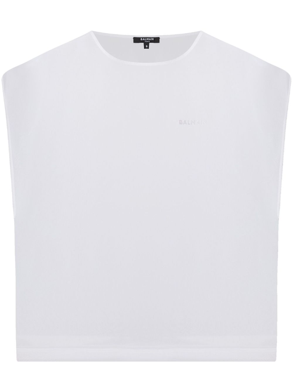 BALMAIN Transparent Crop Sleeve Top