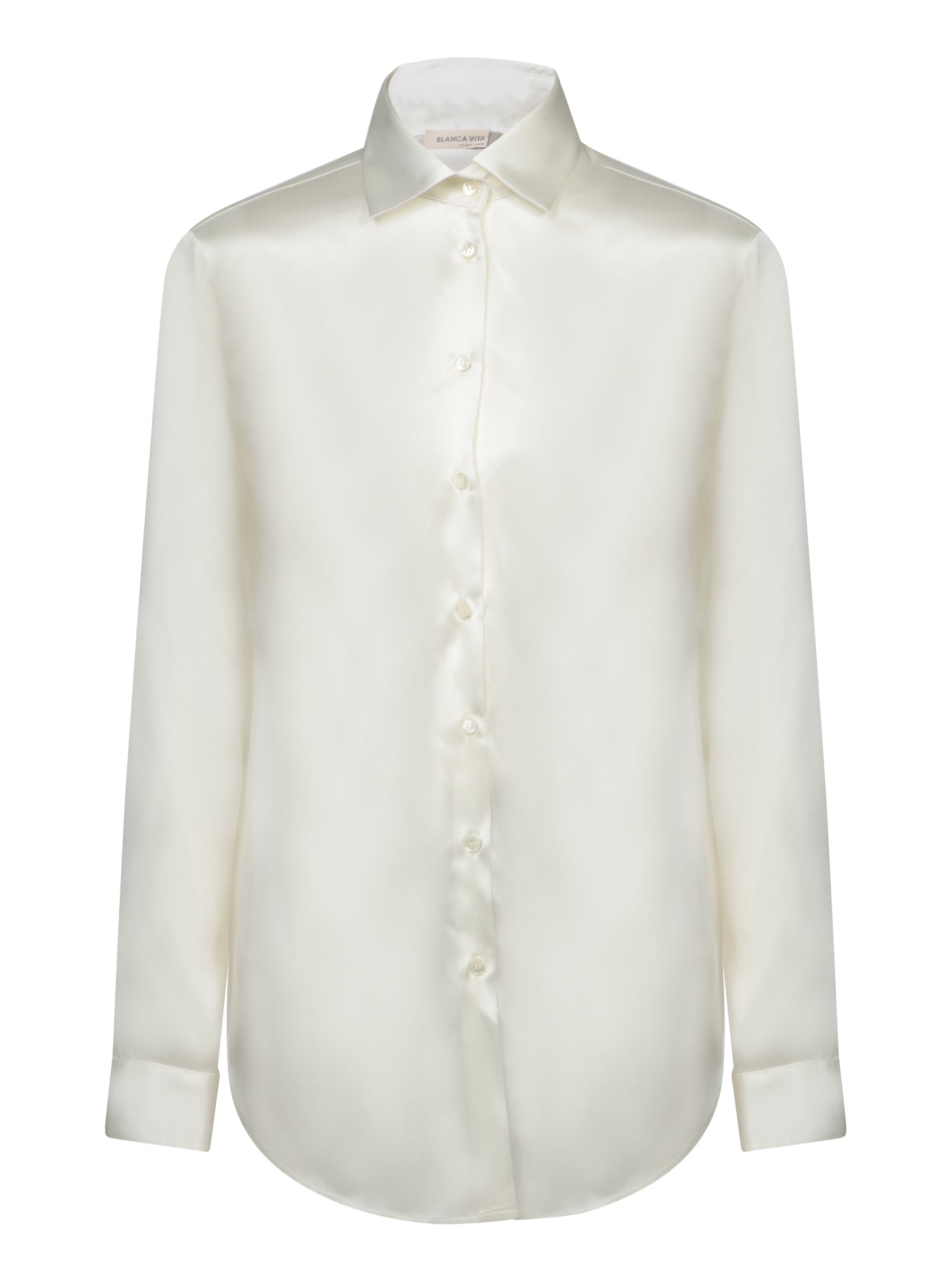 BLANCA VITA Silk Cuffed Sleeve White Shirt for Women - FW24