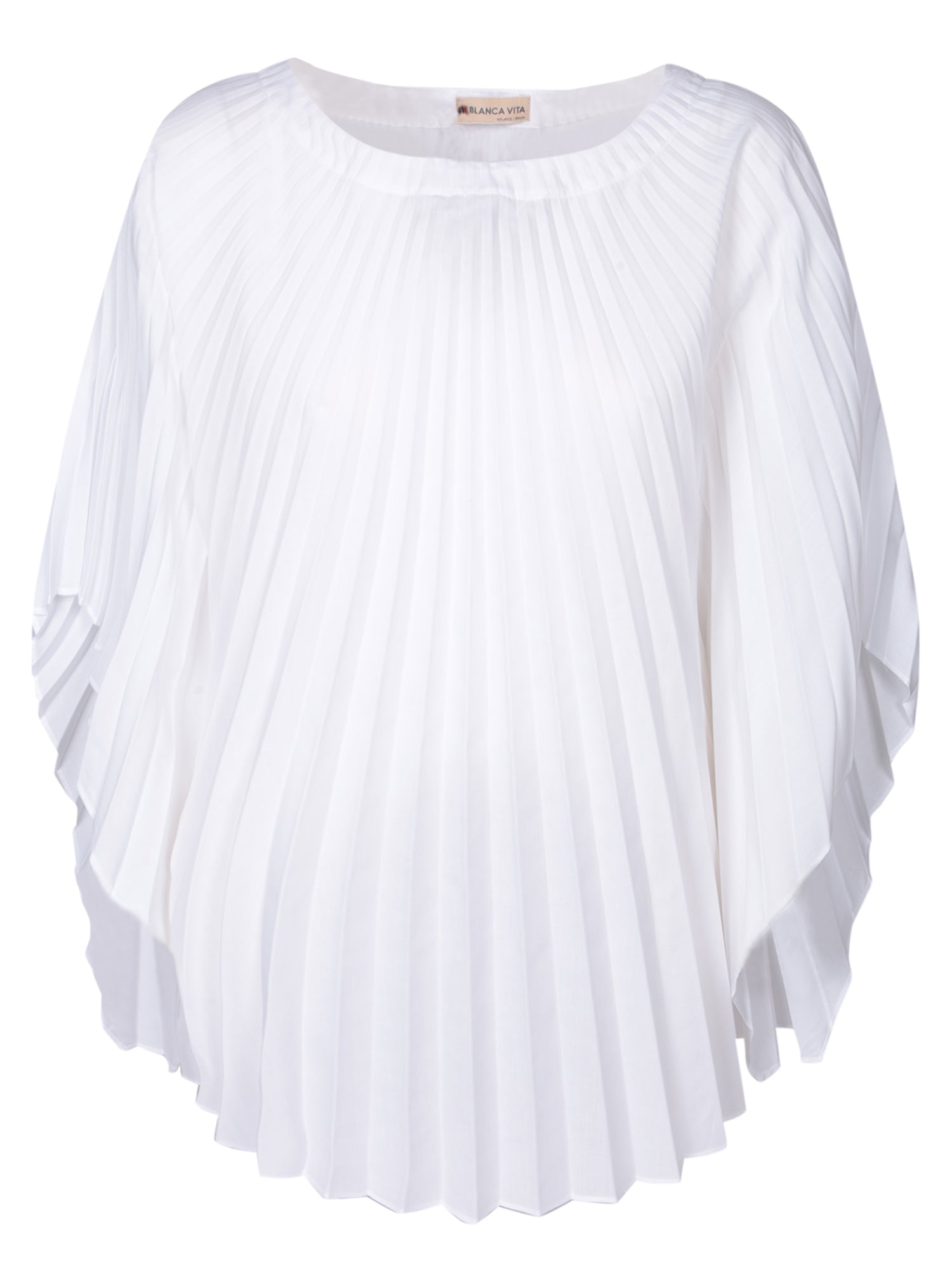 BLANCA VITA Asymmetric Pleated Sleeveless Tunic