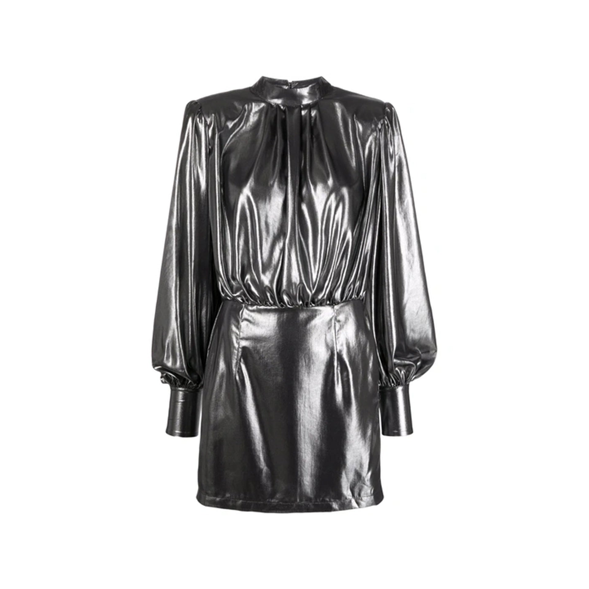 BLANCA VITA Chic Long Sleeve Laminated Mini Dress