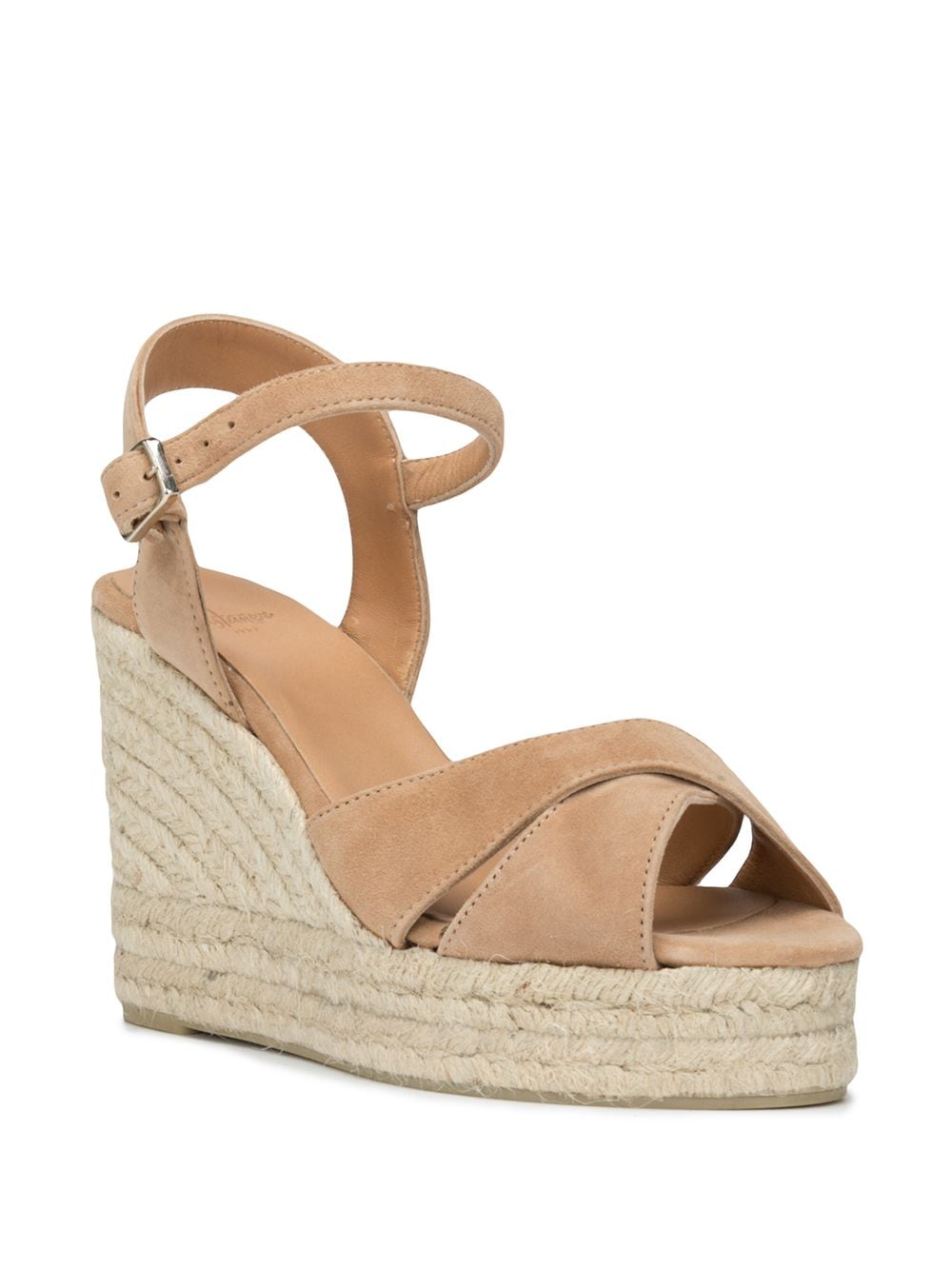CASTAÑER Suede Leather Espadrilles with Braided Raffia Platform
